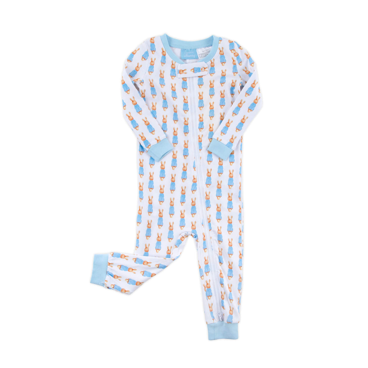 Gingham Storybook Bunnies Blue Zip Sleeper