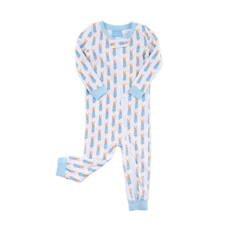 Gingham Storybook Bunnies Blue Zip Sleeper