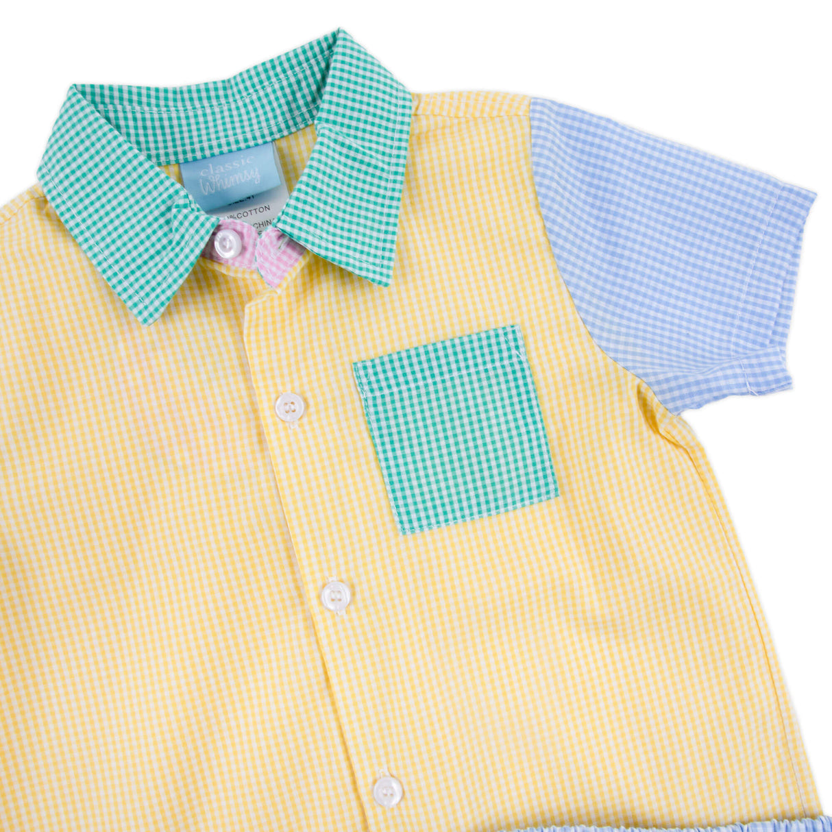 Rainbow Gingham Button Down Short Set
