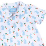 Bunnies & Carrots Blue Polo Romper