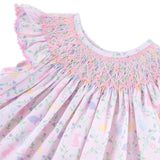 Easter Vine Smocked Pink Angel Sleeve Bloomer Set