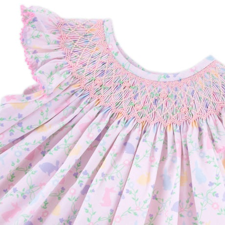 Easter Vine Smocked Pink Angel Sleeve Bloomer Set