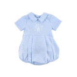 Light Blue Windowpane Collared Bubble