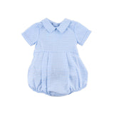 Light Blue Windowpane Collared Bubble