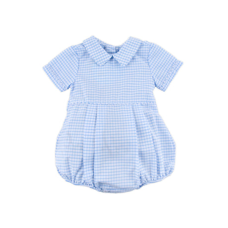 Light Blue Windowpane Collared Bubble