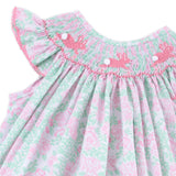 Blooming Garden Smocked Pink Angel Sleeve Bubble