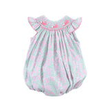 Blooming Garden Smocked Pink Angel Sleeve Bubble
