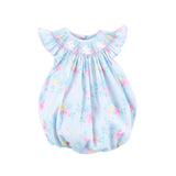 Bunny Smocked Turquoise Angel Sleeve Bubble