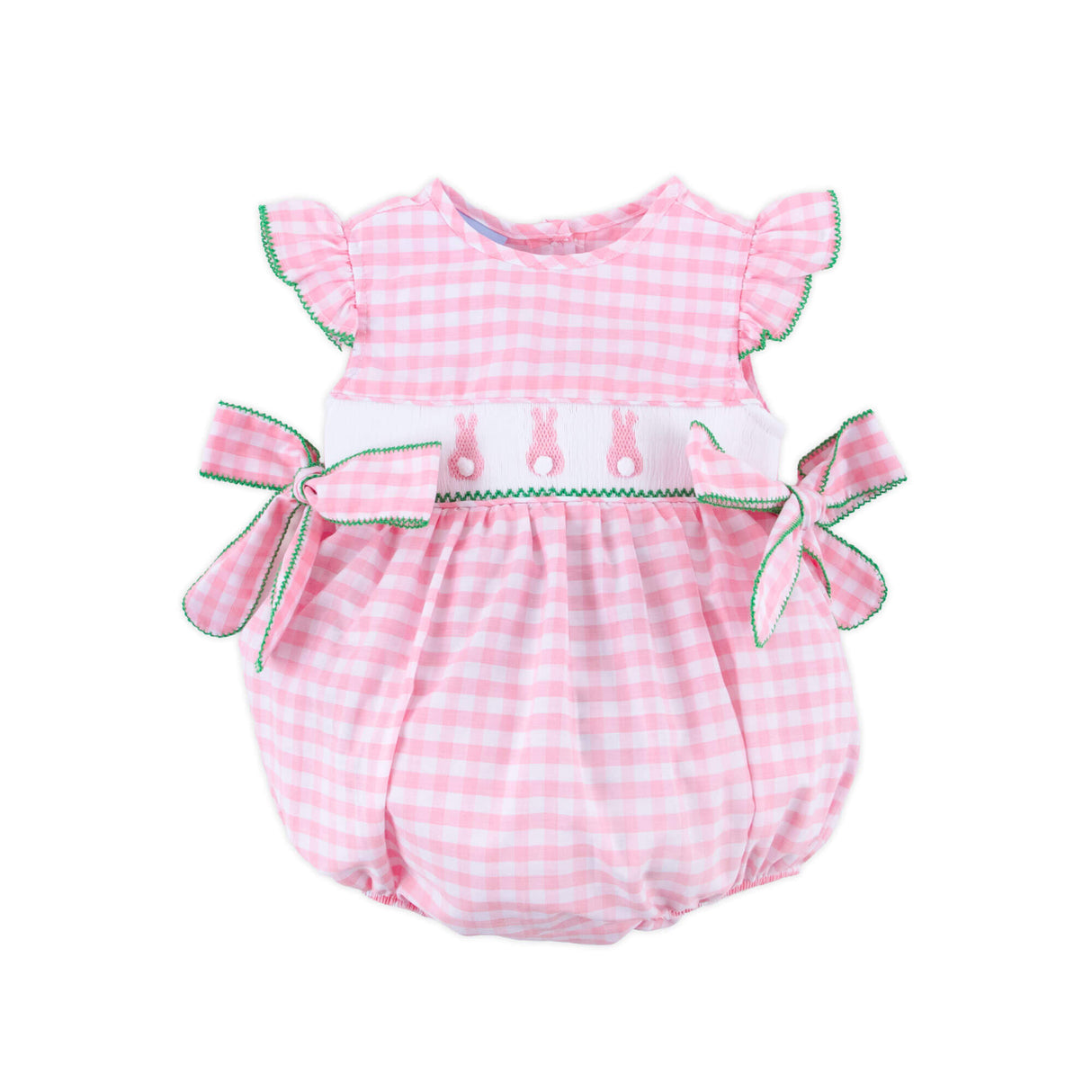 Peeps Smocked Pink Check Beverly Bubble