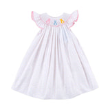 Rainbow Peeps Smocked Polka Dot Angel Sleeve Dress