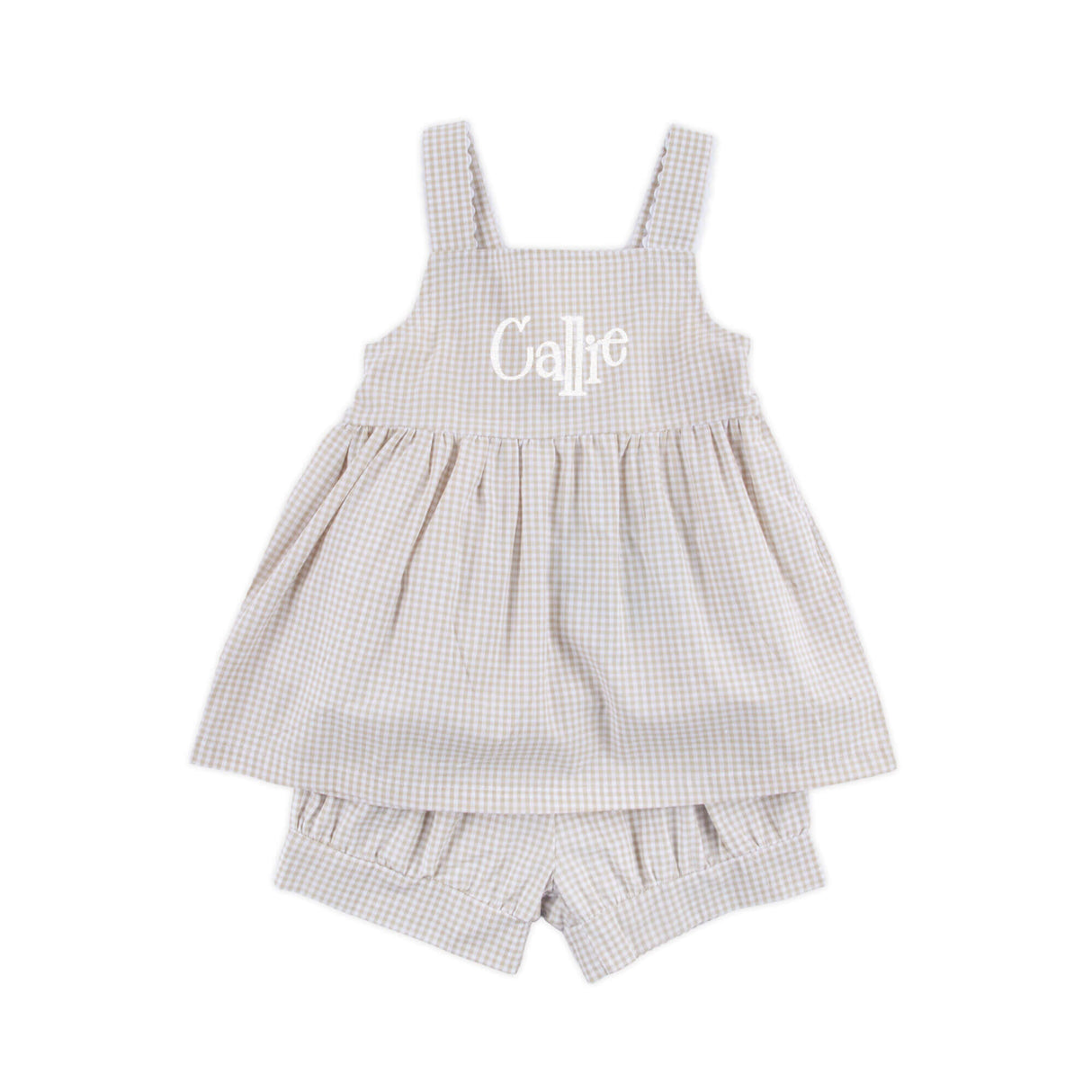 Khaki Gingham Mia Short Set
