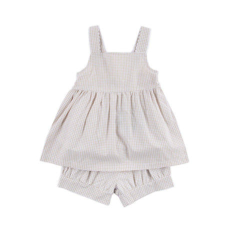 Khaki Gingham Mia Short Set