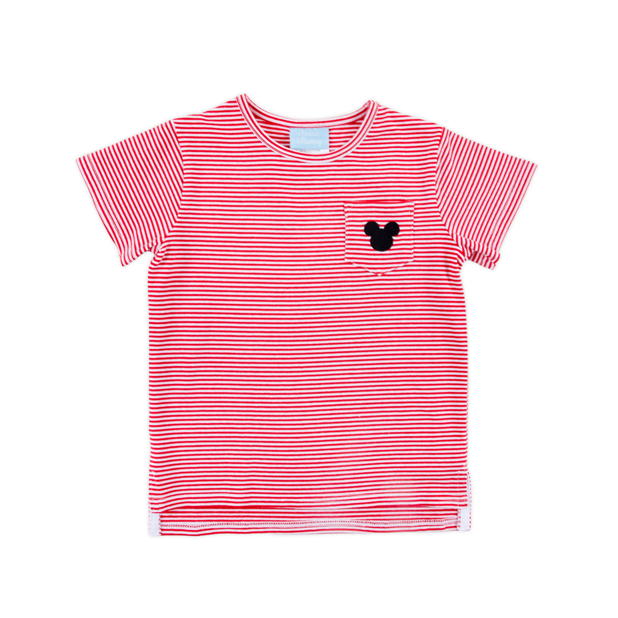 Mouse Ears Red Stripe Short Sleeve Pocket Shirt