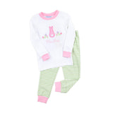 Easter Bunny Pink Trim Green Stripe Pajamas