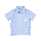 Blue Gingham Guayabera Shirt