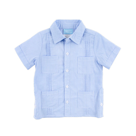 Blue Gingham Guayabera Shirt