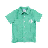 Green Gingham Guayabera Shirt