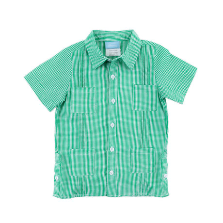 Green Gingham Guayabera Shirt