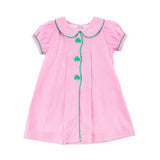 Shamrock Embroidered Pink Gingham Jane Dress