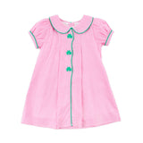 Shamrock Embroidered Pink Gingham Jane Dress