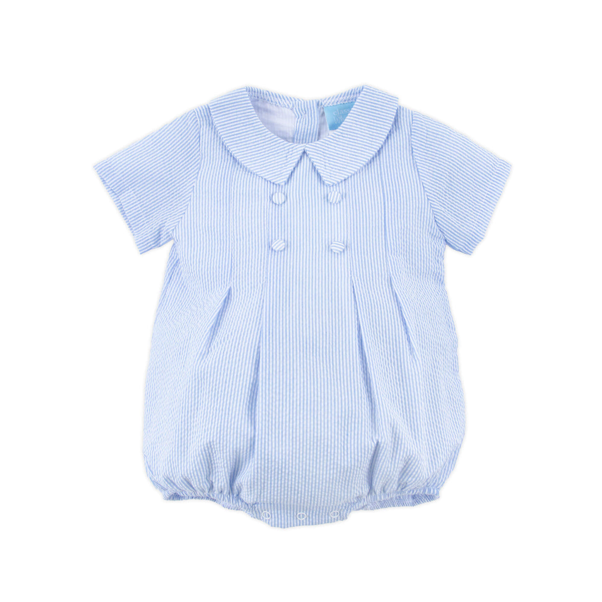 Light Blue Stripe Collared Button Bubble