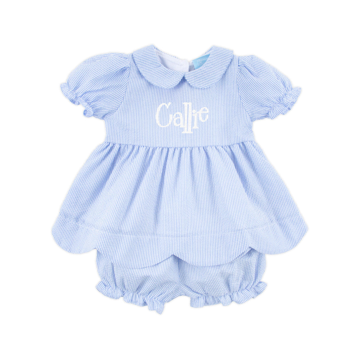 Light Blue Stripe Collared Bloomer Set