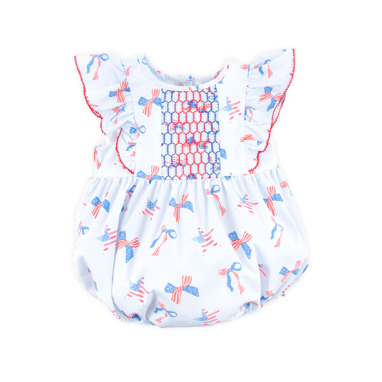 Patriotic & Bows Smocked Rachel Bubble