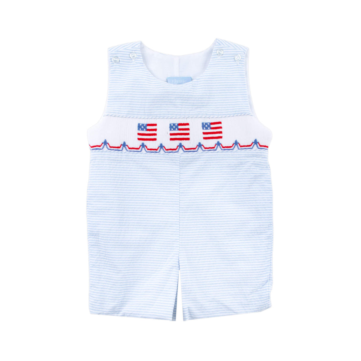 Flag Smocked Blue Stripe Seersucker Jon Jon