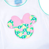 Mouse Ears Floral Embroidered Turquoise Gingham Cleo Short Set