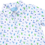 Western Cowboy Blue Knit Button Down Shirt