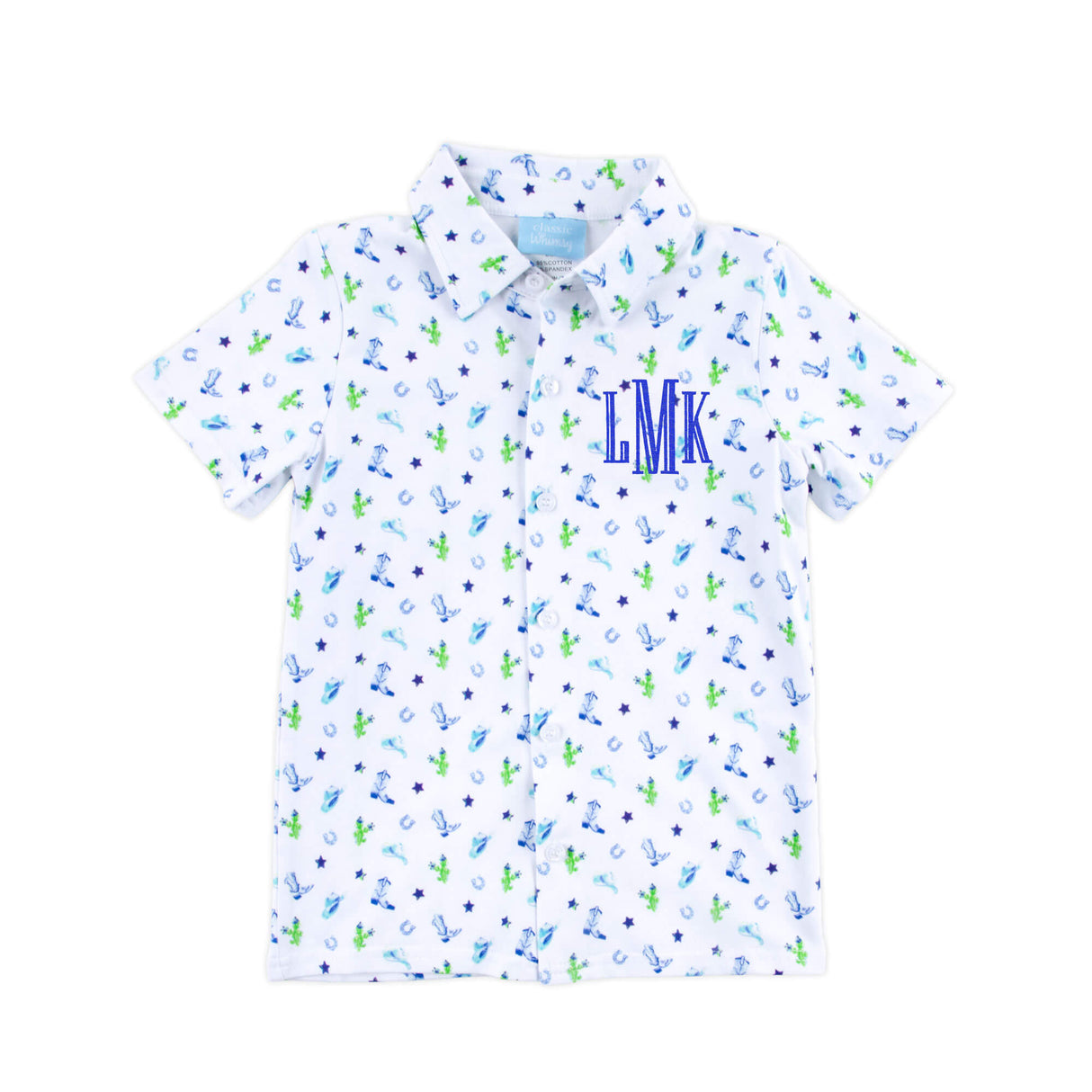 Western Cowboy Blue Knit Button Down Shirt