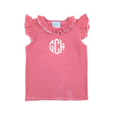 Red Stripe Ruffle Top