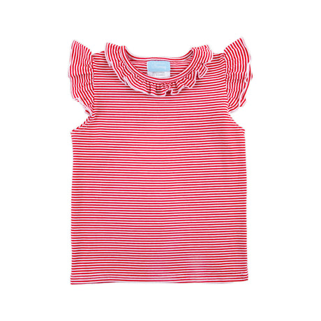 Red Stripe Ruffle Top