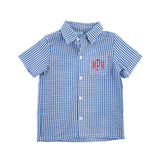 American Spirit Blue Gingham Short Sleeve Button Down