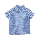 American Spirit Blue Gingham Short Sleeve Button Down