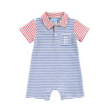 Patriotic Colorblock Polo Romper