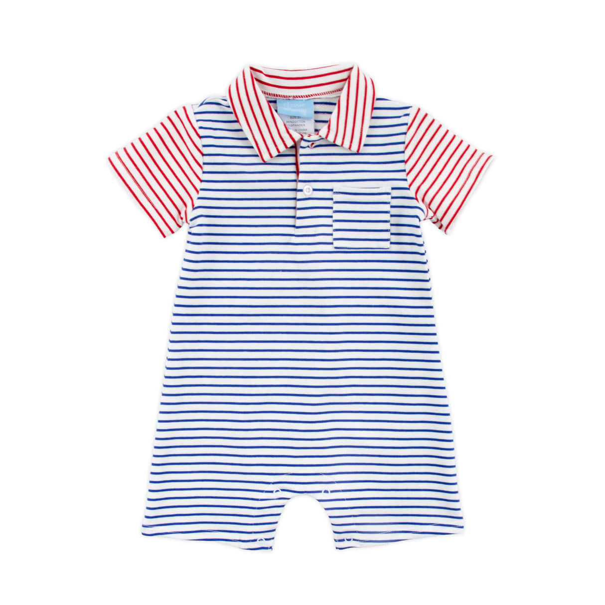 Patriotic Colorblock Polo Romper