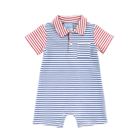 Patriotic Colorblock Polo Romper