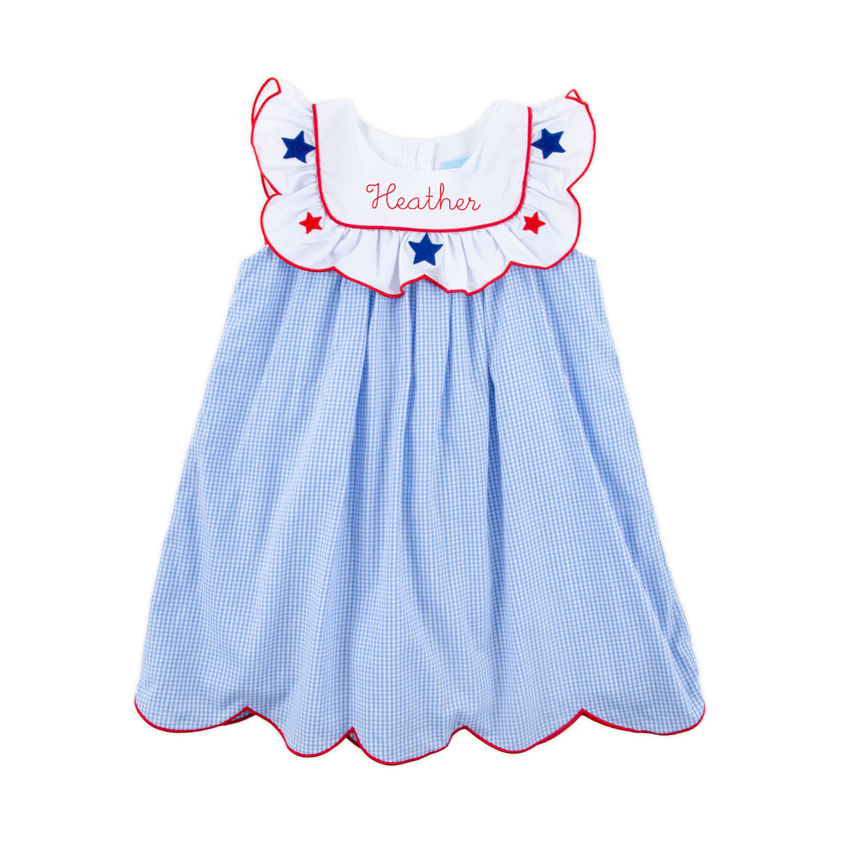 Gleaming Stars Blue Gingham Lacey Dress by Classic Whimsy - - 3T Gleaming Stars Blue Gingham Lacey Dress by Classic Whimsy - - 3T