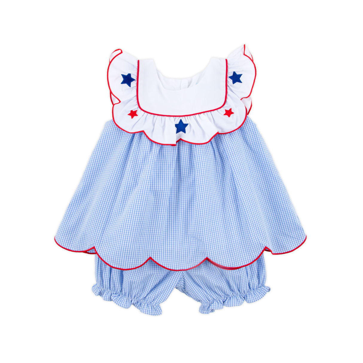Gleaming Stars Blue Gingham Lacey Bloomer Set