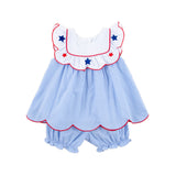 Gleaming Stars Blue Gingham Lacey Bloomer Set