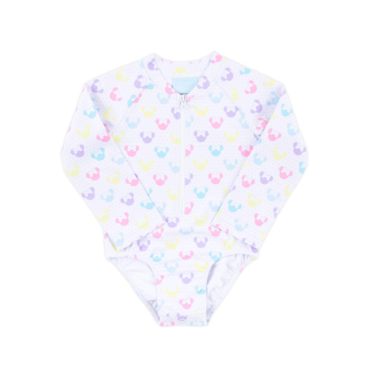 Pastel Mouse Ears Print Rash Guard Swimsuit