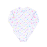 Pastel Mouse Ears Print Rash Guard Swimsuit