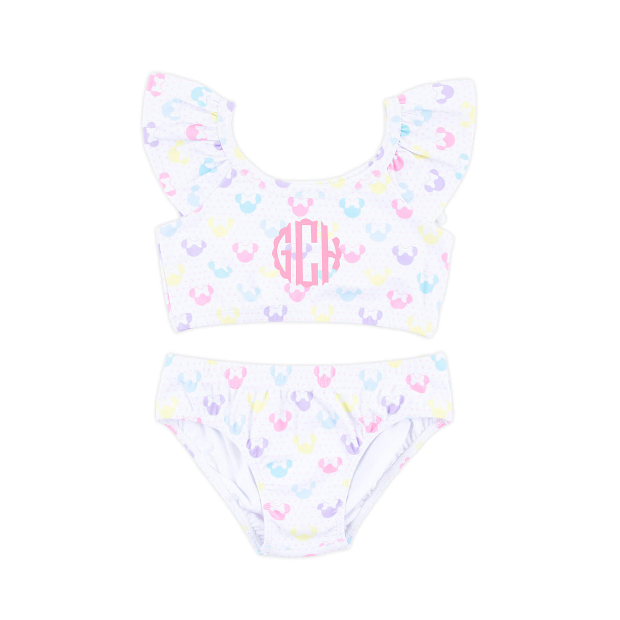 Pastel Mouse Ears Print Two Piece Swimsuit