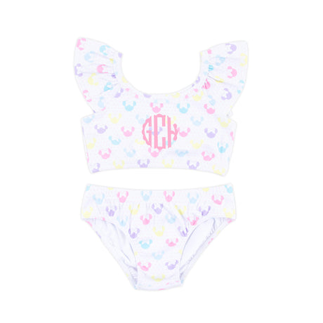 Pastel Mouse Ears Print Two Piece Swimsuit