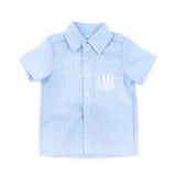 Light Blue Windowpane Button Down Shirt