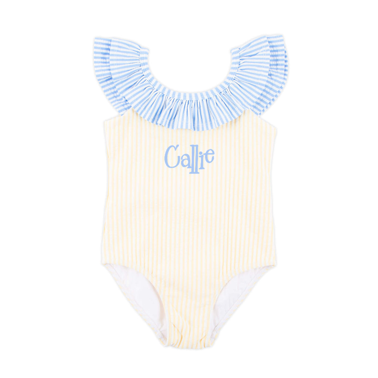 Santorini Yellow & Blue Stripe One Piece Swimsuit