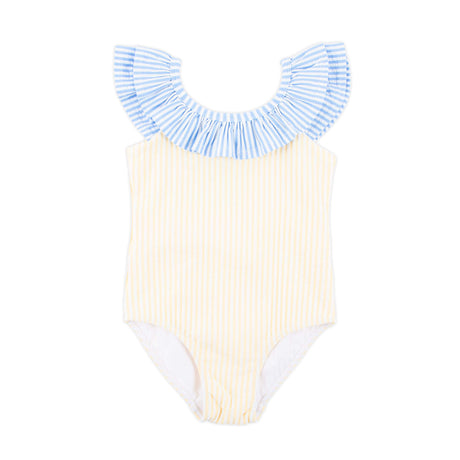 Santorini Yellow & Blue Stripe One Piece Swimsuit