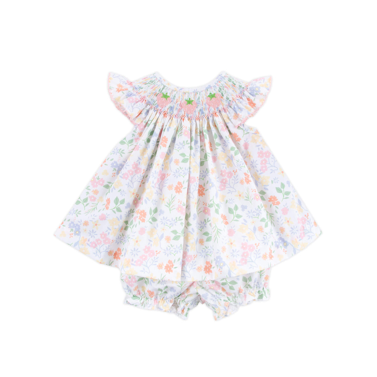 Strawberry Smocked Floral Bloomer Set