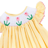 Tulip Smocked Mini Yellow Gingham Angel Sleeve Dress